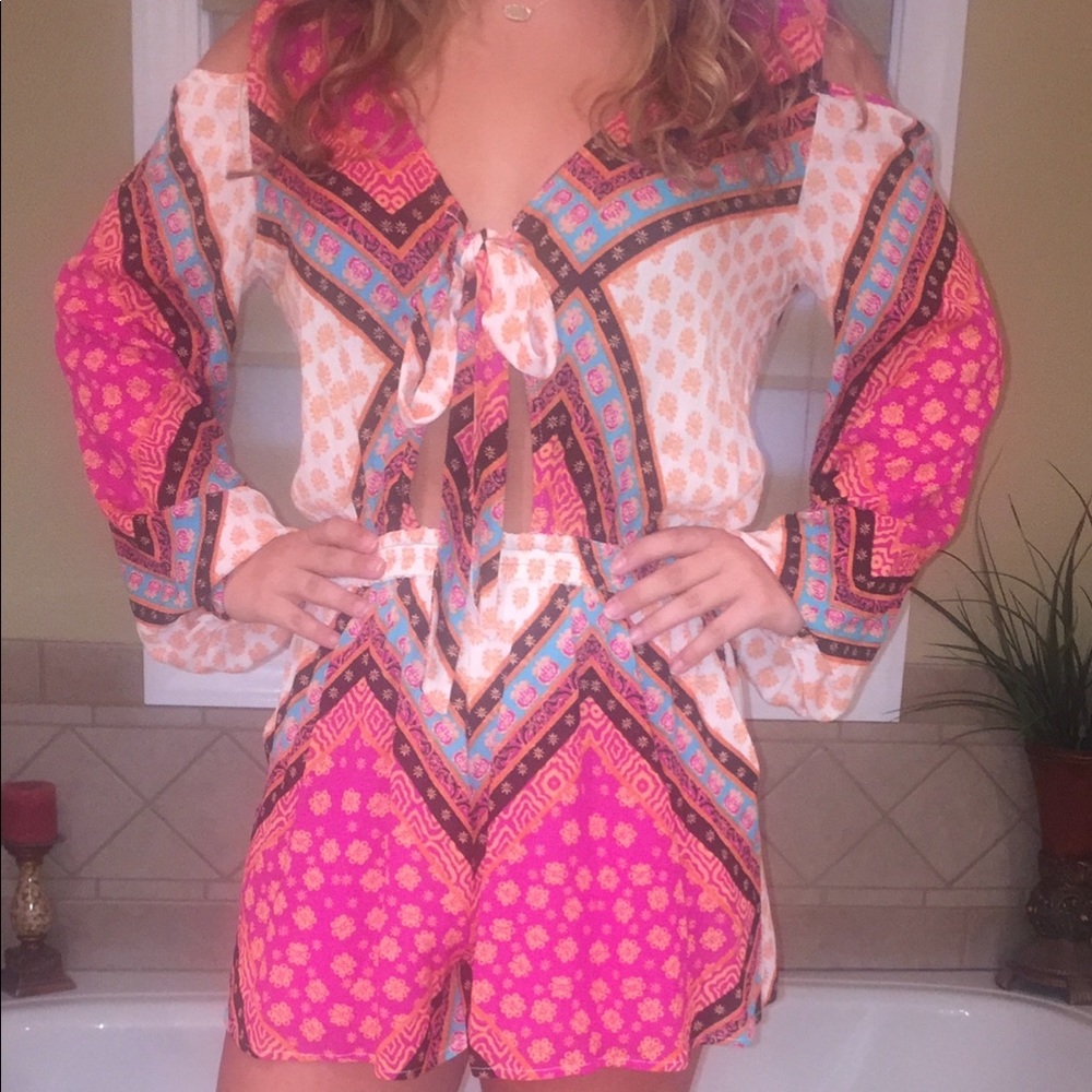 Patterned Cutout Romper